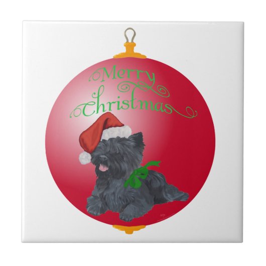 Cairn Terrier Weihnachtsschmuck Fliese (Vorderseite)