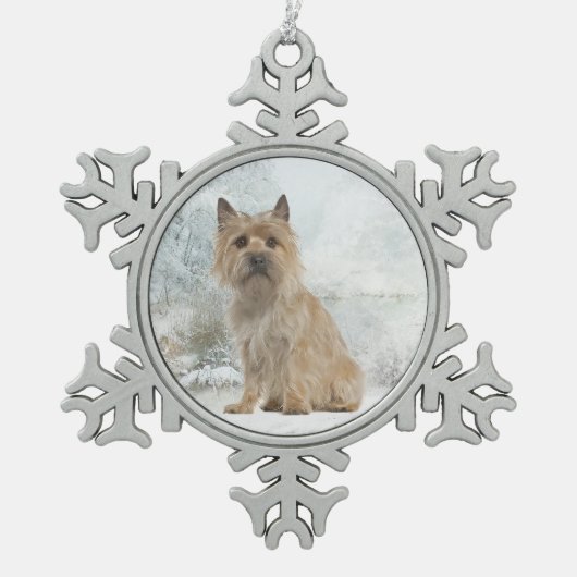 Cairn Terrier Weihnachtsschmuck Schneeflocken Zinn-Ornament (Vorderseite)