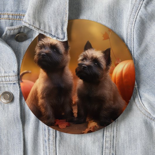 Cairn Terrier Welpe Herbst Kürbis Button (Beispiel)