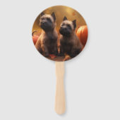 Cairn Terrier Welpe Herbst Kürbis Fächer (Vorderseite)