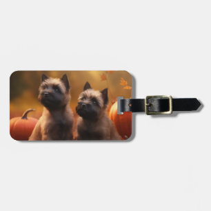 Cairn Terrier Welpe Herbst Kürbis Gepäckanhänger