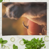 Cairn Terrier Welpe Herbst Kürbis Geschirrtuch (Gefaltet)