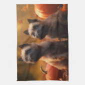 Cairn Terrier Welpe Herbst Kürbis Geschirrtuch (Vertikal)