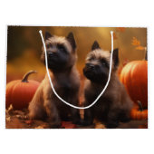 Cairn Terrier Welpe Herbst Kürbis Große Geschenktüte (Rückseite)