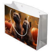 Cairn Terrier Welpe Herbst Kürbis Große Geschenktüte (Rückseite Schrägansicht)