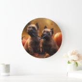 Cairn Terrier Welpe Herbst Kürbis Große Wanduhr (Zuhause)
