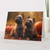 Cairn Terrier Welpe Herbst Kürbis Karte (Vorderseite)