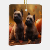 Cairn Terrier Welpe Herbst Kürbis Keramikornament (Rechts)