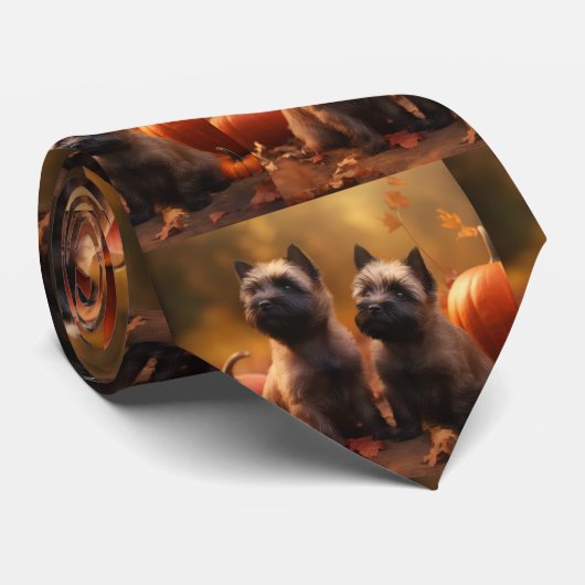 Cairn Terrier Welpe Herbst Kürbis Krawatte (Gerollt)