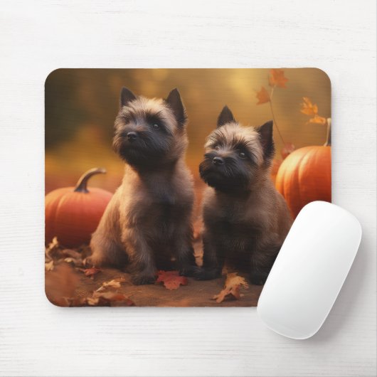 Cairn Terrier Welpe Herbst Kürbis Mousepad (Mit Mouse)