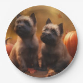 Cairn Terrier Welpe Herbst Kürbis Pappteller (Vorderseite)