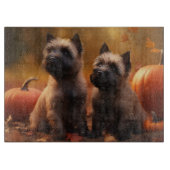 Cairn Terrier Welpe Herbst Kürbis Schneidebrett (Vorderseite)
