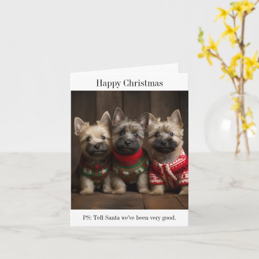 Cairn Terrier Welppies Weihnachtskarte Karte (Gelbe Blume)