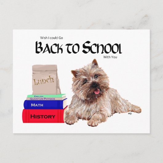 Cairn Terrier zurück zur Schule Postkarte (Vorderseite)