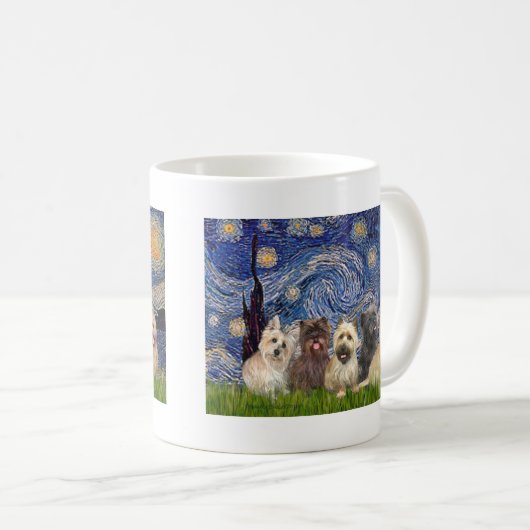 Cairn Terriers (Five) - Starry Night Kaffeetasse (VorderseiteRechts)
