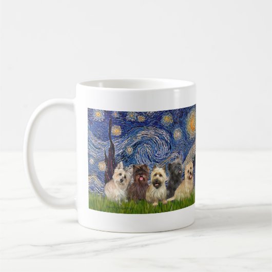 Cairn Terriers (Five) - Starry Night Kaffeetasse (Links)