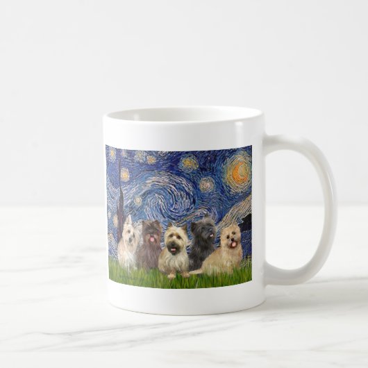 Cairn Terriers (Five) - Starry Night Kaffeetasse (Rechts)