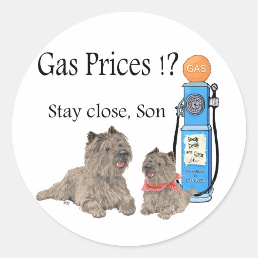 Cairn Terriers Gaspreise ?!! Runder Aufkleber (Vorderseite)