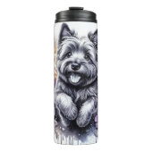 Cairn Terrier's Graustufen Garden Joy Thermosbecher (Vorderseite)