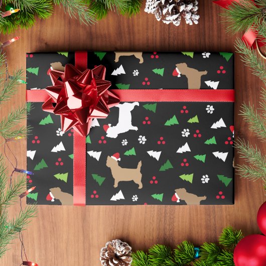 Cairn Terriers Weihnachtsmannmützen Christmas Blac Geschenkpapier