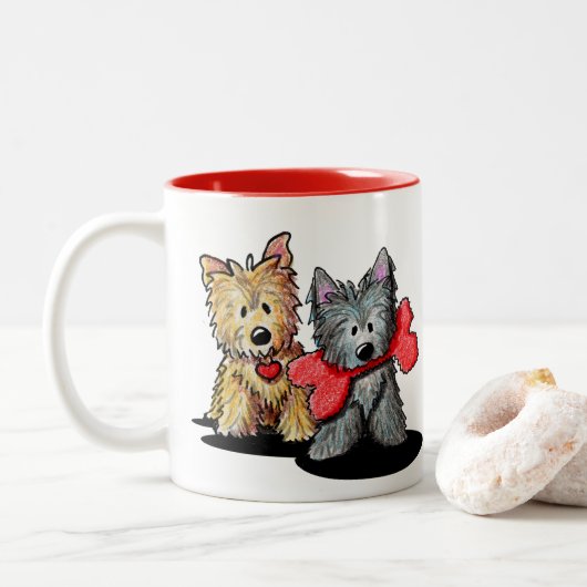 Cairn Terriers Zwei-Tone-Tasse Zweifarbige Tasse (Mit Donut)
