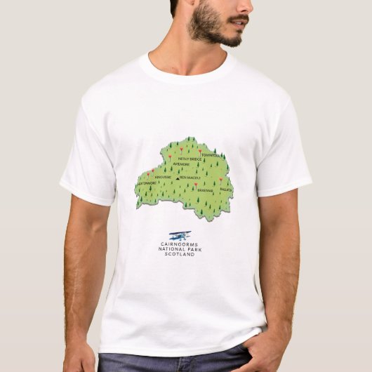 Cairngorms National Park Karte T-Shirt (Vorderseite)