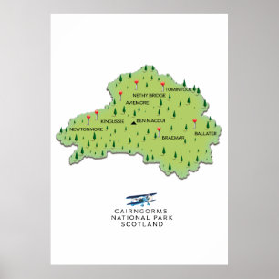 Cairngorms Nationalpark Karte Poster