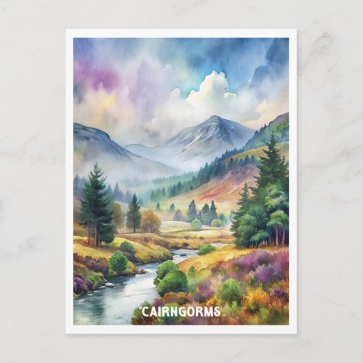 Cairngorms Nationalpark Watercolor Malerei Postkarte (Vorderseite)