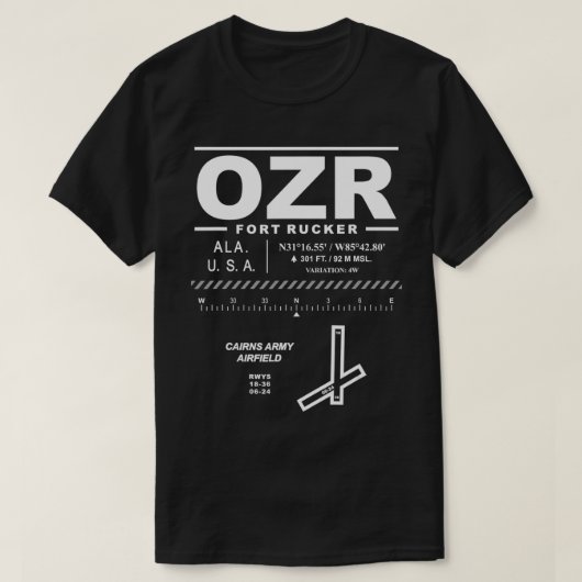 Cairns Army Airfield Fort Rucker Ozark Alabama OZR T-Shirt (Design vorne)