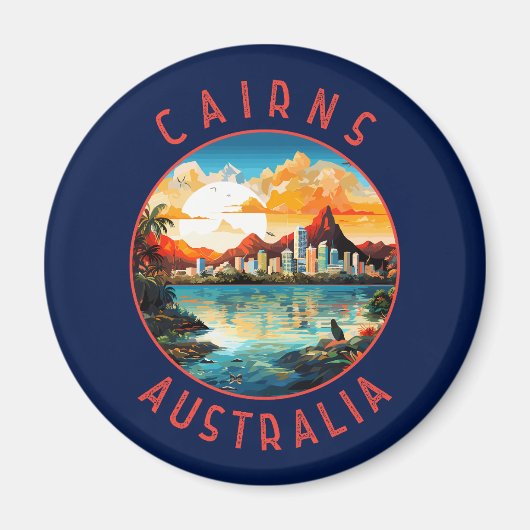Cairns Australia Retro Distressed Circle Magnet (Vorne)