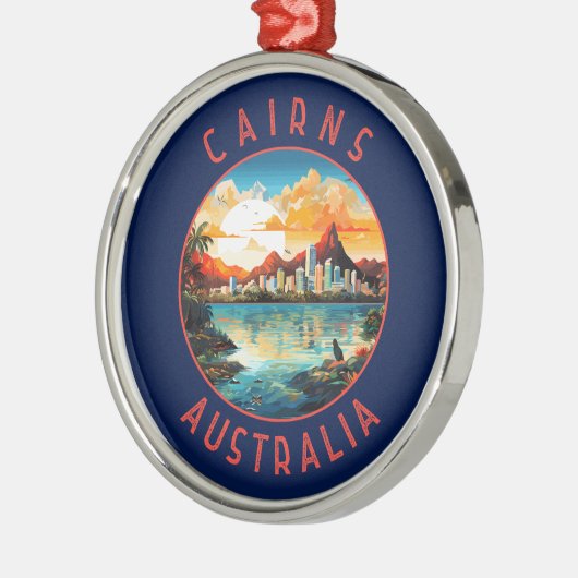 Cairns Australia Retro Distressed Circle Ornament Aus Metall (Links)