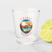 Cairns Australia Retro Distressed Circle Schnapsglas (Vorderseite)