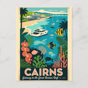 Cairns Australien Retro-Reiseposter-Kunst Postkarte