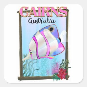 Cairns Australien Urlaubs Poster Quadratischer Aufkleber