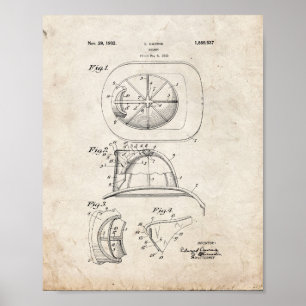 Cairns Fireman Helmet Patent - Altes Aussehen Poster
