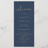 CAITLIN Edgy Navy und Gold Simple Wedding Programm (Vorderseite)