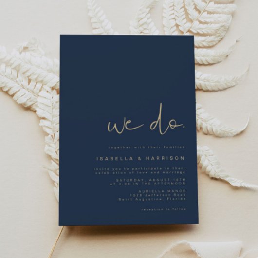CAITLIN - Marine und Gold Moderne Minimalistische  Einladung