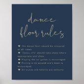 CAITLIN Modern Navy Blue Dance Floor Rules (Unters Poster (Vorne)