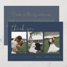 CAITLIN Modern Navy Blue Foto Wedding Vielen Dank