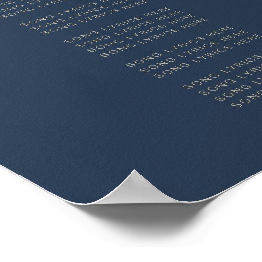 CAITLIN Modern Navy Hochzeitssong Texte Poster (Ecke)