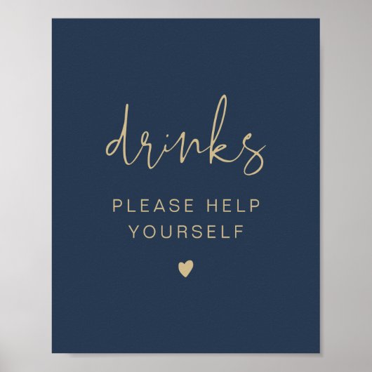 CAITLIN Moderne Marine und Gold Drinks Bar Poster (Vorne)