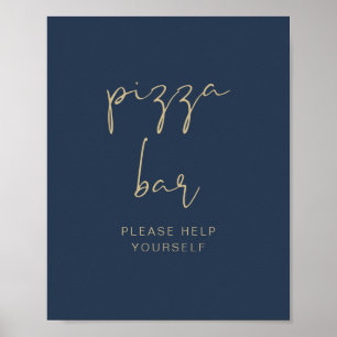 CAITLIN Moderne Marine und Gold Pizza Bar Poster
