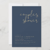 CAITLIN Moderne Navy Blue und Gold Couples Dusche Einladung (Vorderseite)