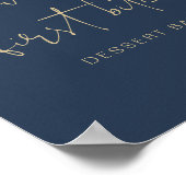 CAITLIN Modernes Navy Blue und Gold Dessert Bar Poster (Ecke)