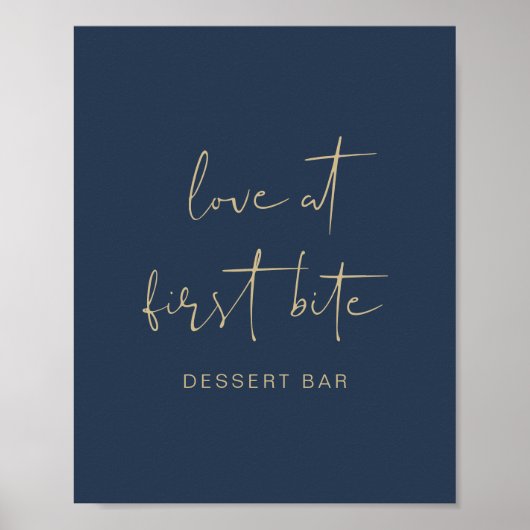 CAITLIN Modernes Navy Blue und Gold Dessert Bar Poster (Vorne)