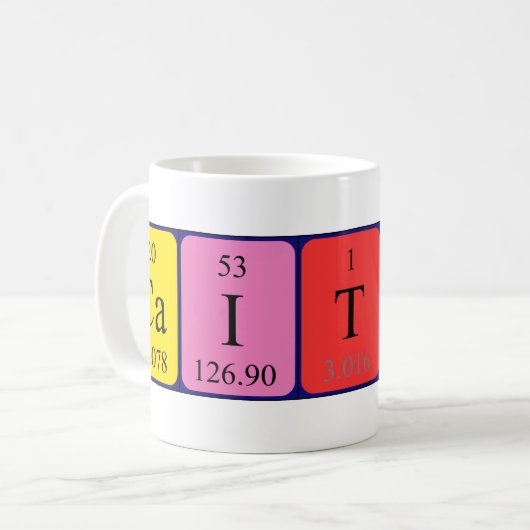 Caitlin Namen-Tasse periodischer Tabelle Kaffeetasse (Vorderseite Links)