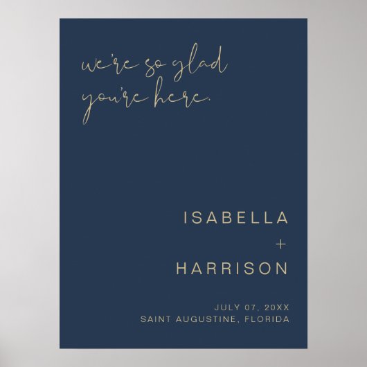 CAITLIN Navy and Gold Wedding Welcome Poster (Vorne)