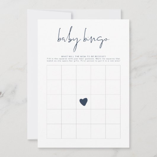 CAITLIN Navy Blue and Gold Baby Dusche Bingo Spiel Einladung (Vorderseite)