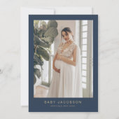 CAITLIN Navy Blue and Gold Baby Dusche Einladung (Rückseite)