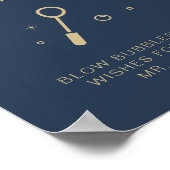 CAITLIN Navy Blue Bubble Send Off Wedding Sign Poster (Ecke)